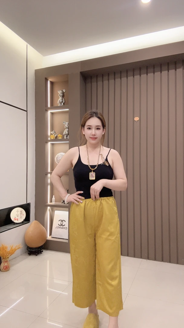 时尚新中式气质显瘦高腰直筒百搭宽松九分复古简约国风裤子1168