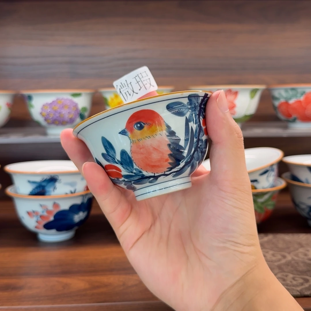 釉下手绘茶具微瑕
