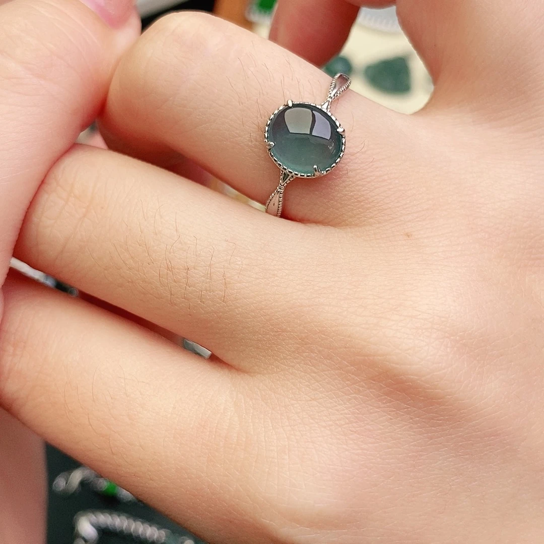 翡翠银S925镶嵌戒指