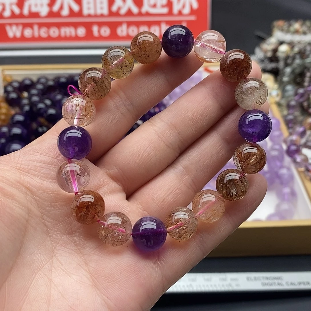 未镶嵌手链水晶黑加仑11+