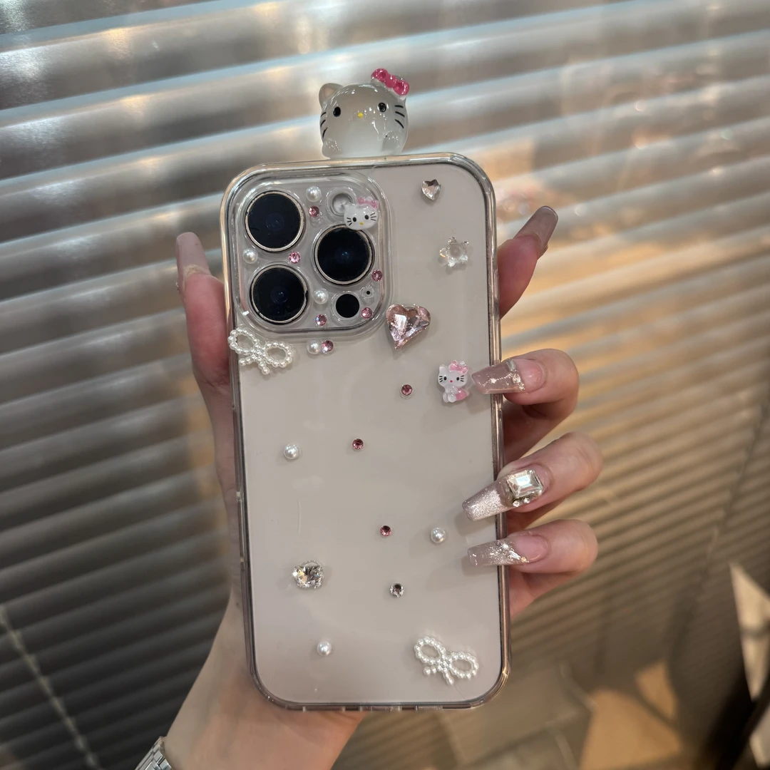 蝴蝶结钻钻月光KT适用于iPhone15精准孔16pro防摔16promax壳