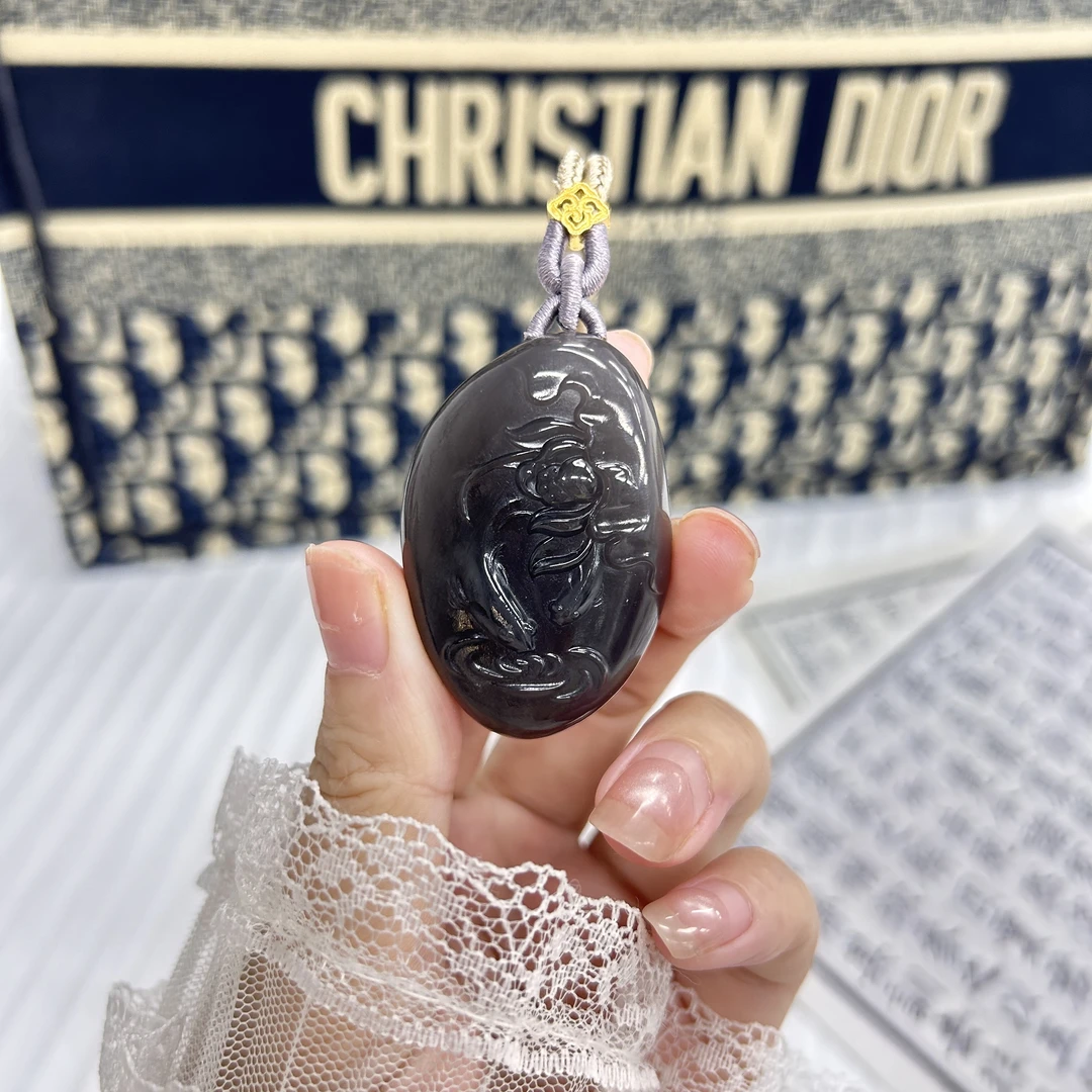 【凰一品】青海帝王紫“鱼戏相莲”吊坠18k金