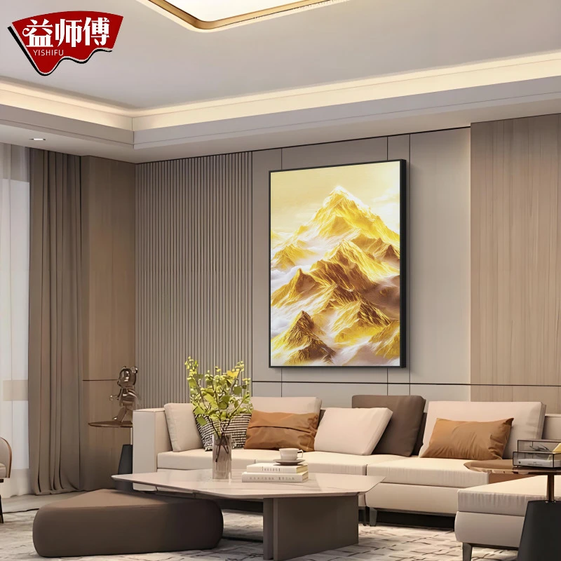 现代轻奢风背靠金山挂画适合客厅沙发背景及走廊过道画金山80120