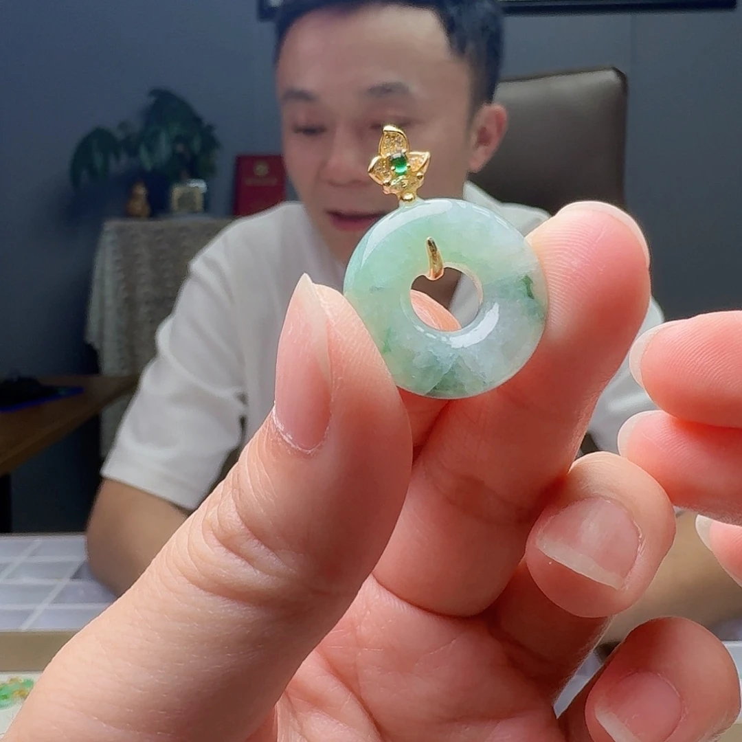 翡翠银S925镶嵌吊坠(不含链)天然