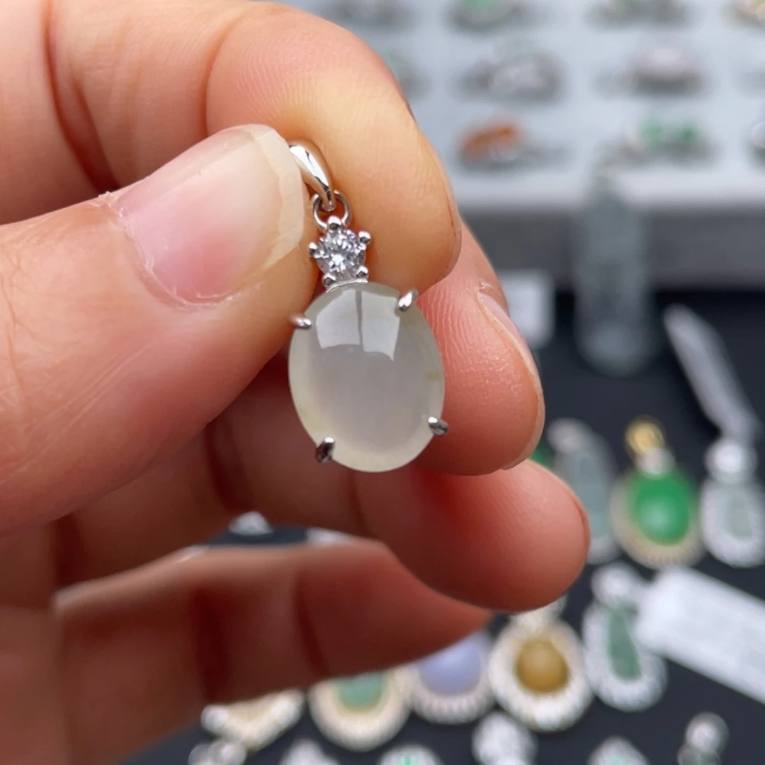 翡翠银S925镶嵌吊坠(不含链)