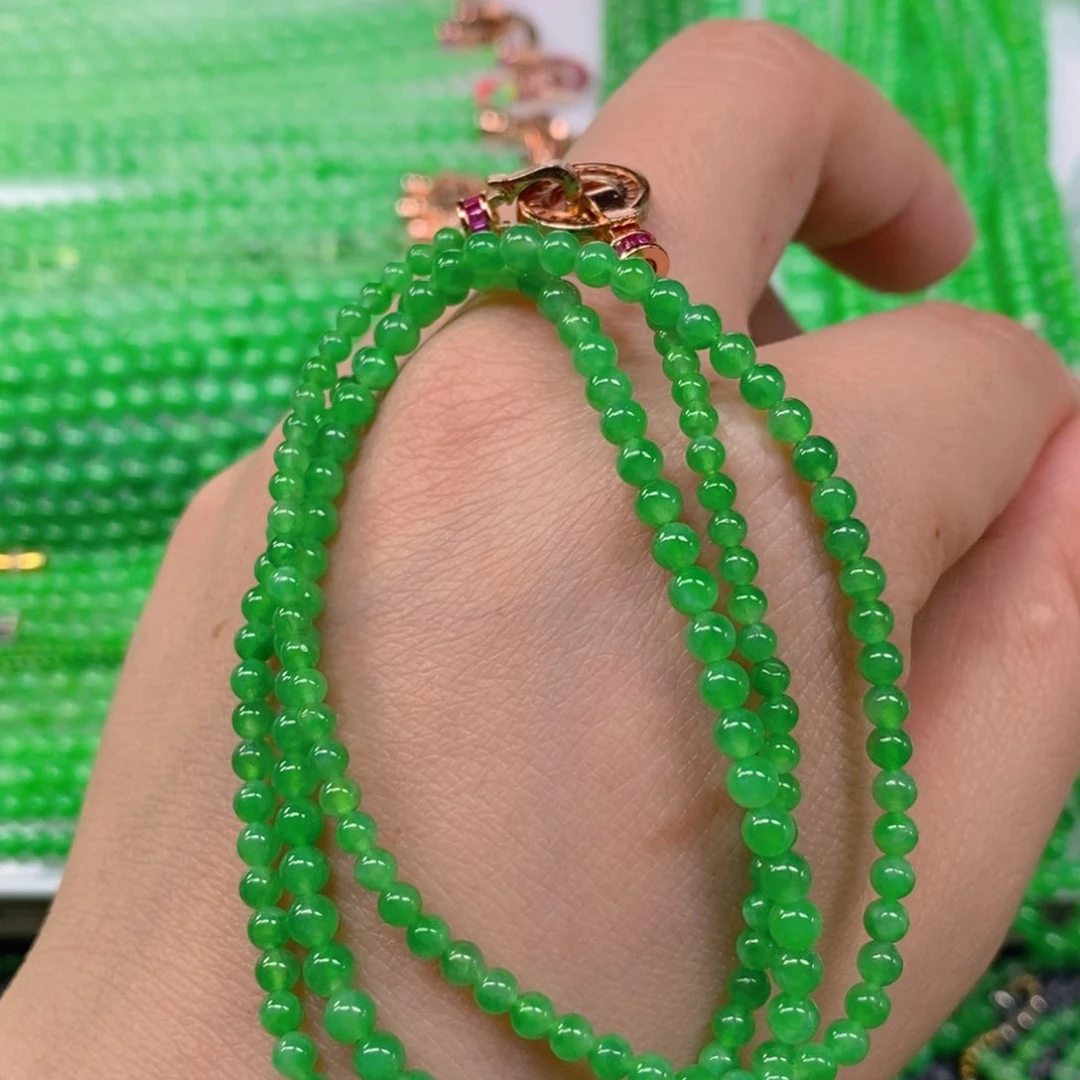 翡翠颈饰未镶嵌冰种阳绿塔链3，4m' m