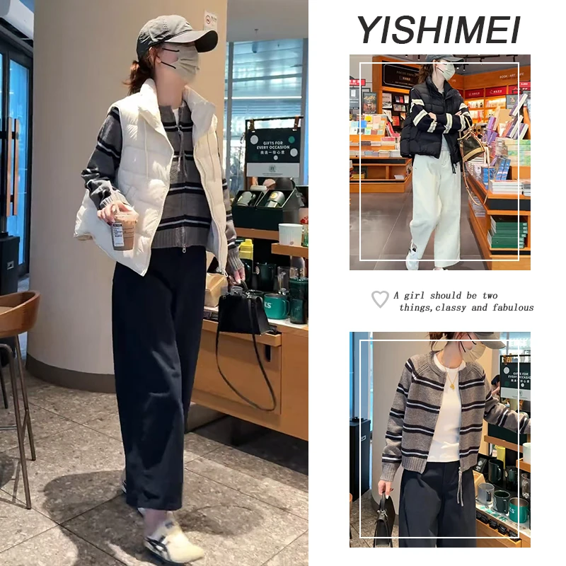 秋冬穿搭一整套2025年新款减龄条纹针织上衣保暖马甲休闲裤三件套