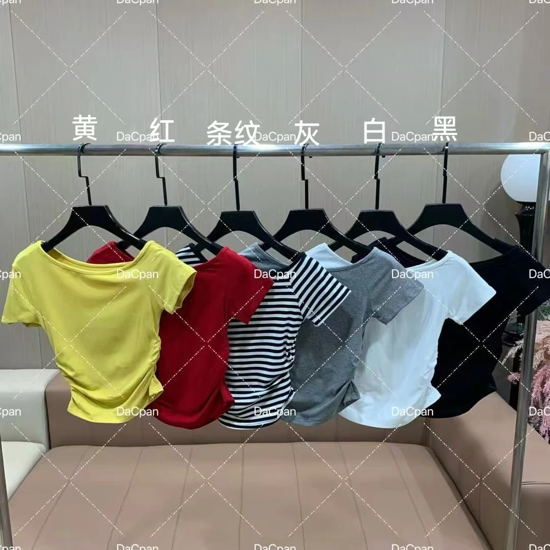 DACPAN-“盛夏伴侣”净版斜肩收腰短袖上衣 2025/盼·PP 68785