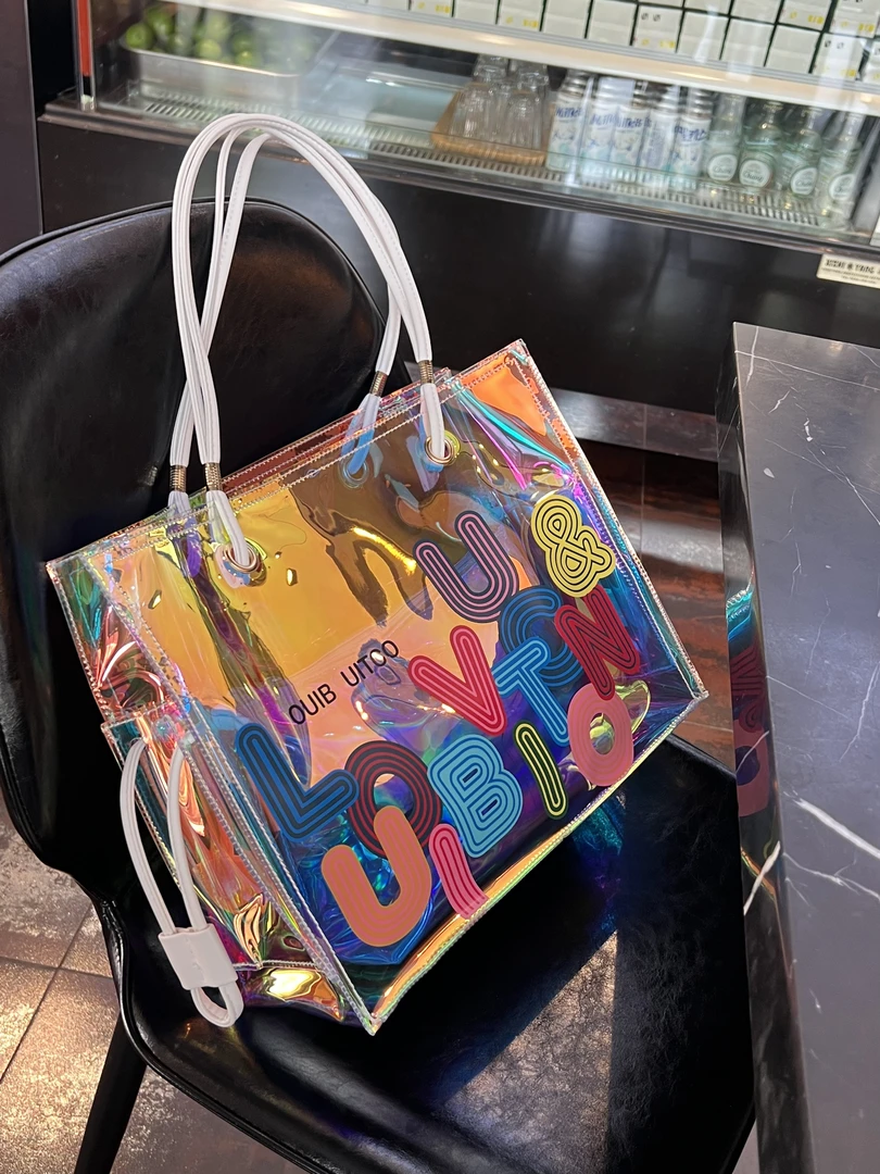 镭射沙滩包果冻包游泳包大容量透明包包女防水大包定制2025新款