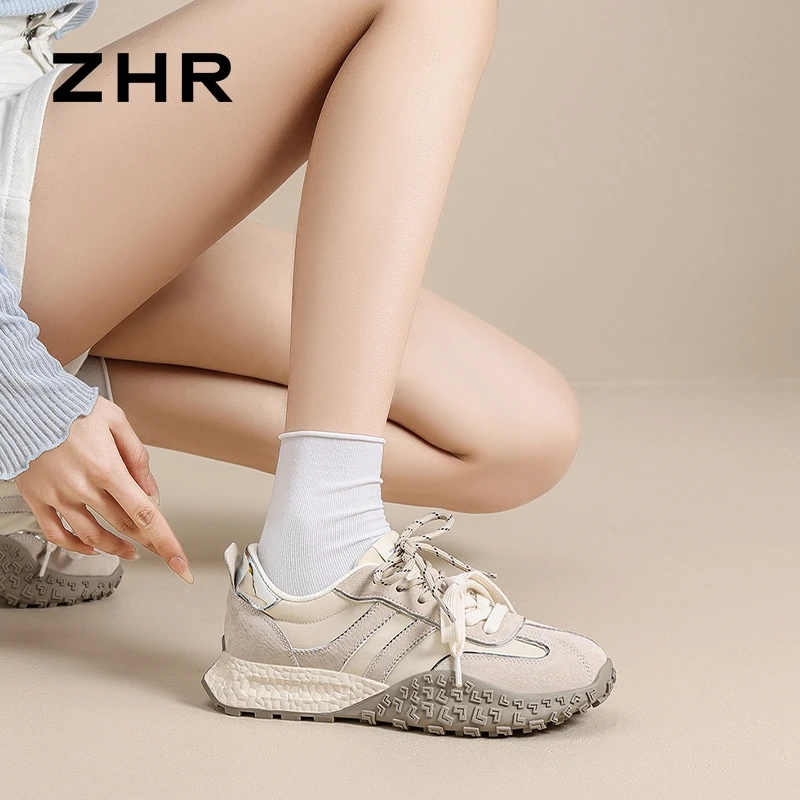 ZHR夏季防滑德训鞋2025时尚百搭洋气厚底复古运动休闲老爹鞋女鞋