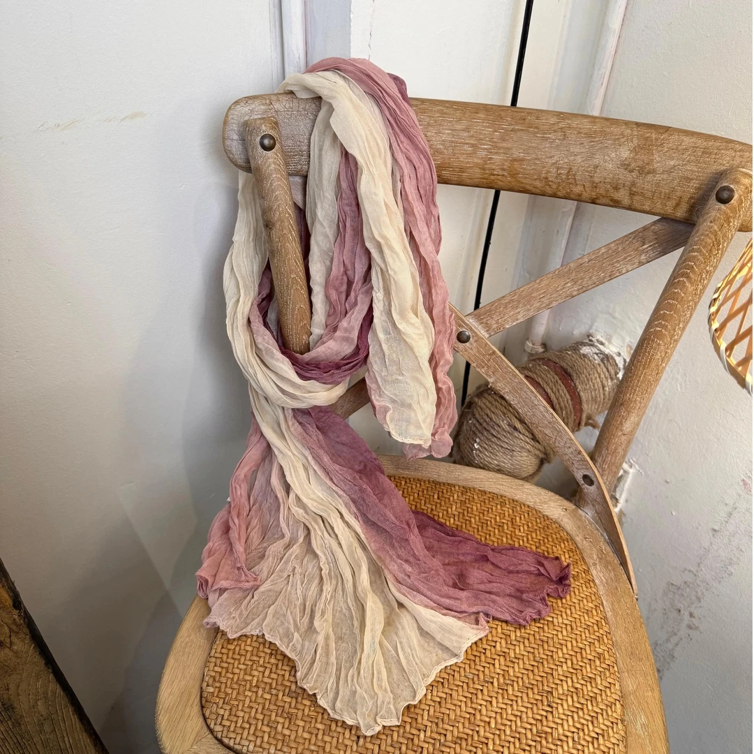 【繁花】春季新款休闲百搭棉麻柔软亲肤撞色晕染长款围巾