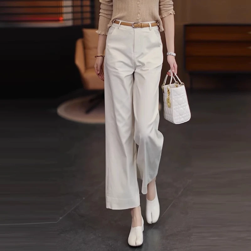 高腰西装裤女2025春秋新款小个子直筒窄版阔腿裤子时尚休闲九分裤