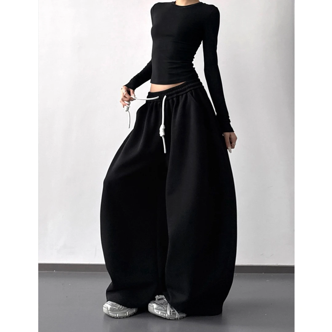 超好看黑色休闲裤女2025秋季新款高腰高个子bf慵懒风舞蹈阔腿裤裤