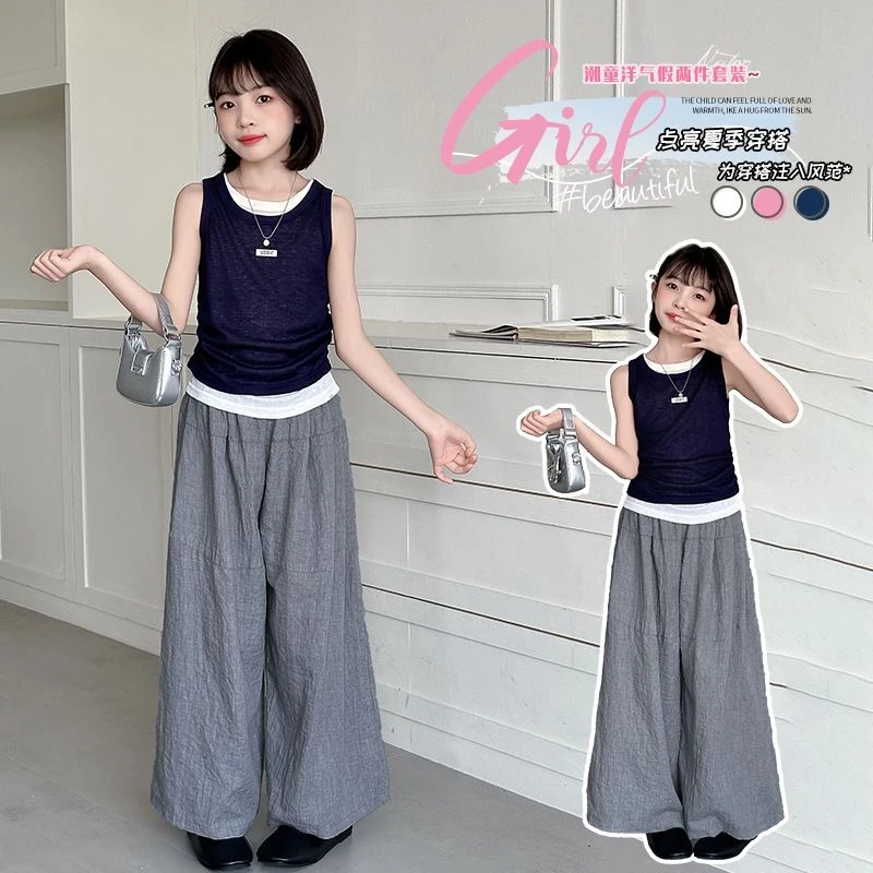 女童夏季新款阔腿裤休闲百搭女宝宝洋气夏款中大童休闲裤子