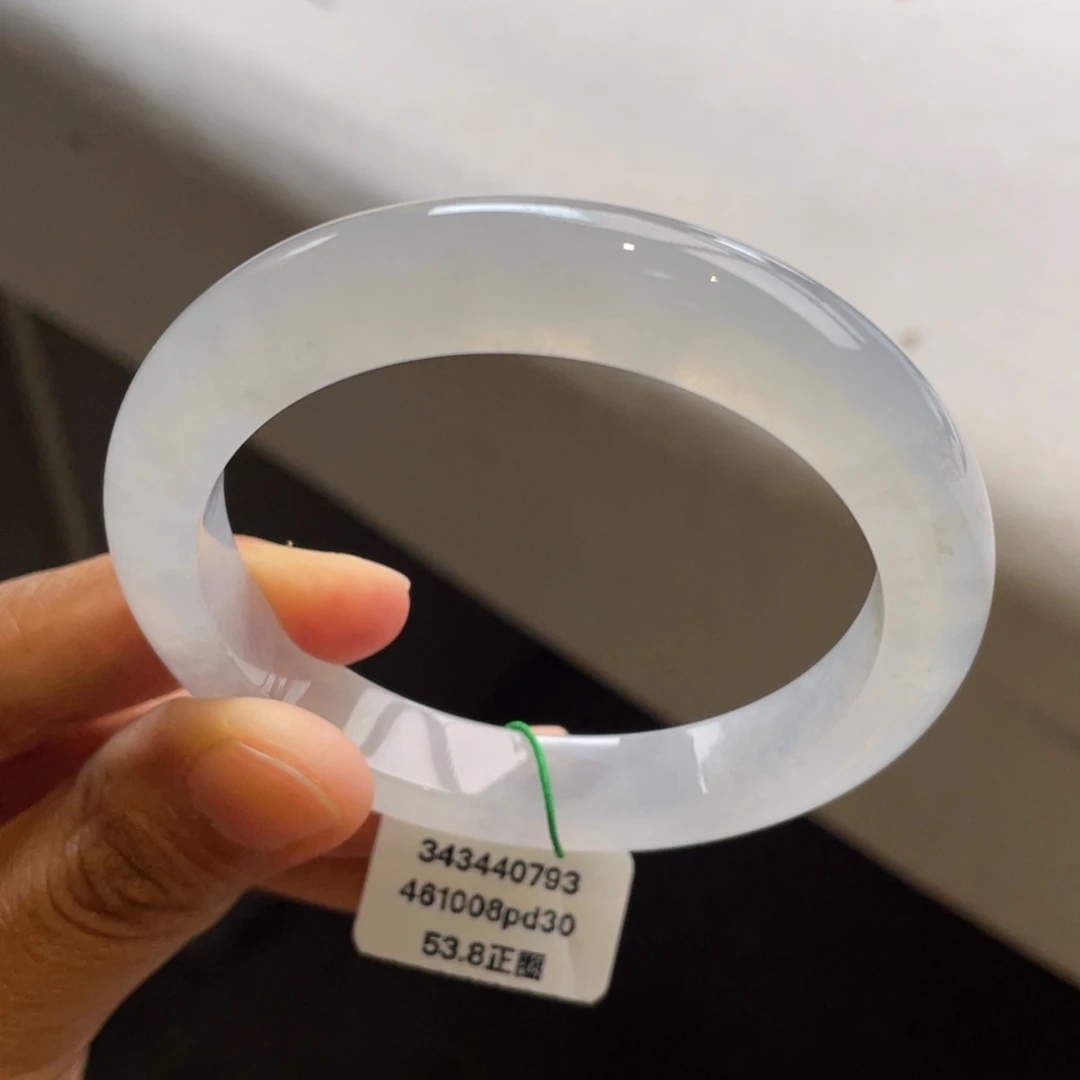 翡翠未镶嵌手镯起光白月光手镯