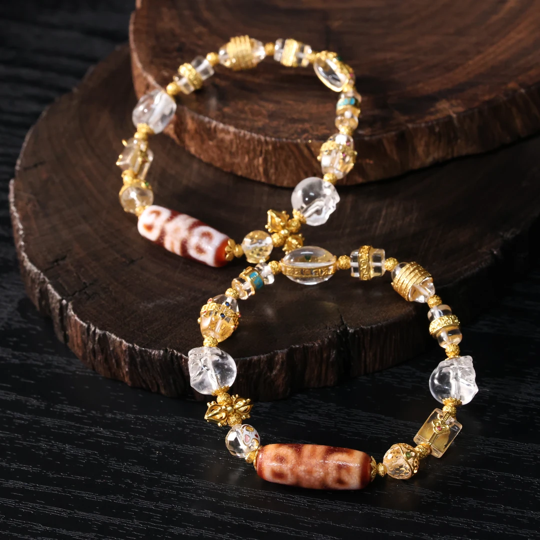 壹加安琪 | 金蟾莲师f帽水晶多宝手串多样性发货发其一