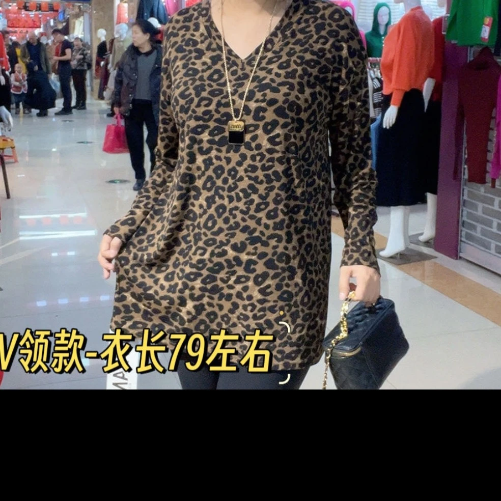 彤022豹纹长袖大衫显瘦宽松