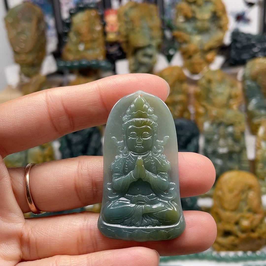 翡翠未镶嵌颈饰天然翡翠a货观音