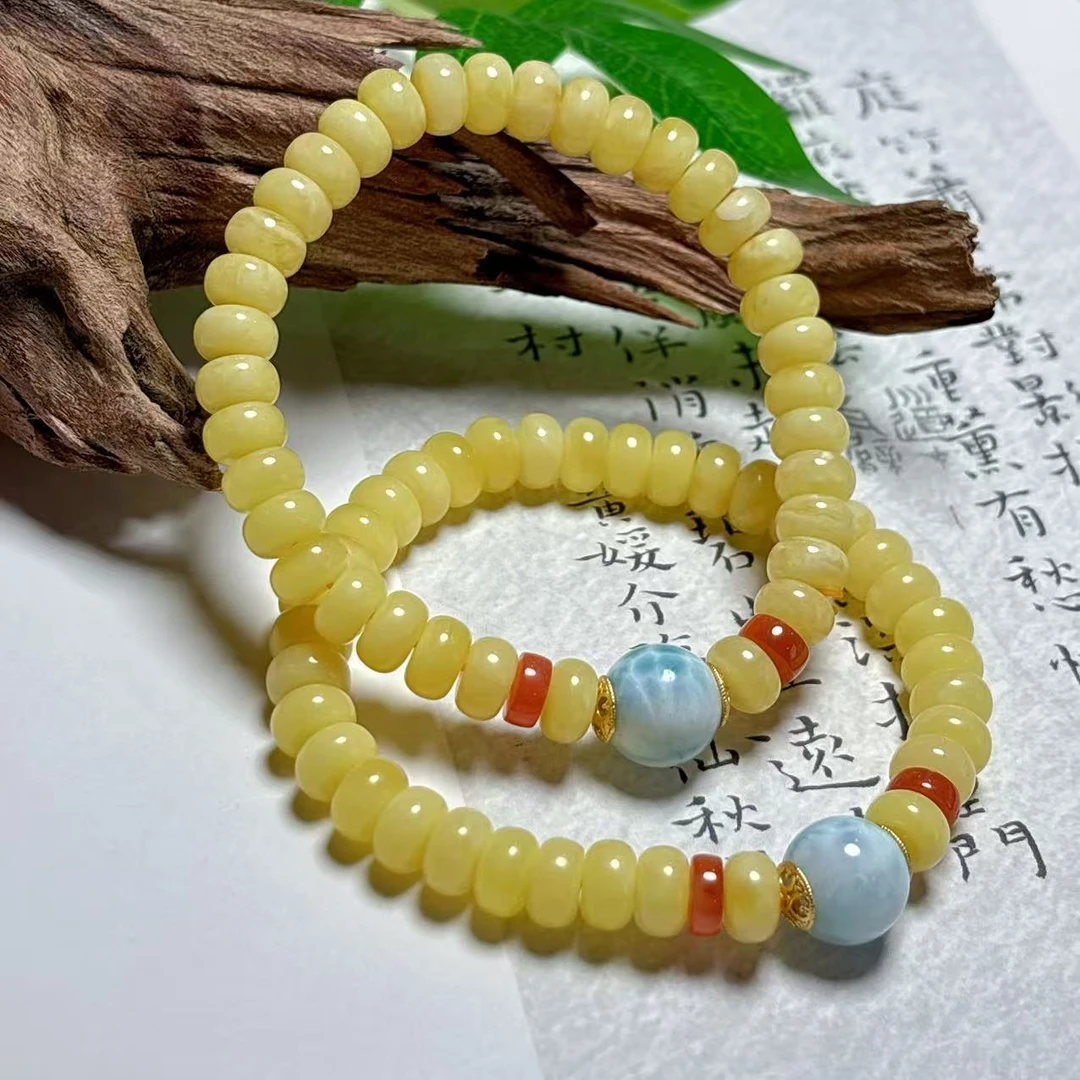 《铁头老猪》XYJ203琥珀蜜蜡算盘珠手串约8mm手串多样性发其一