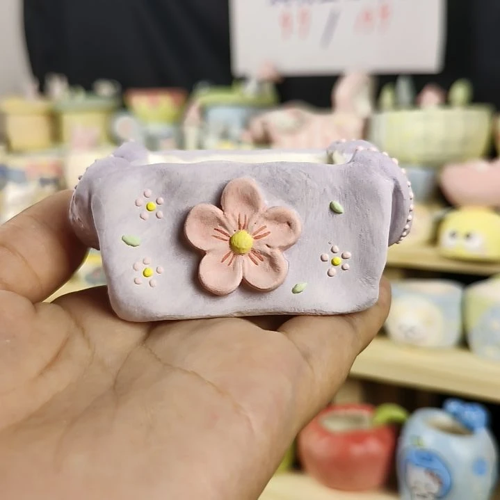立体花花小提篮手捏盆