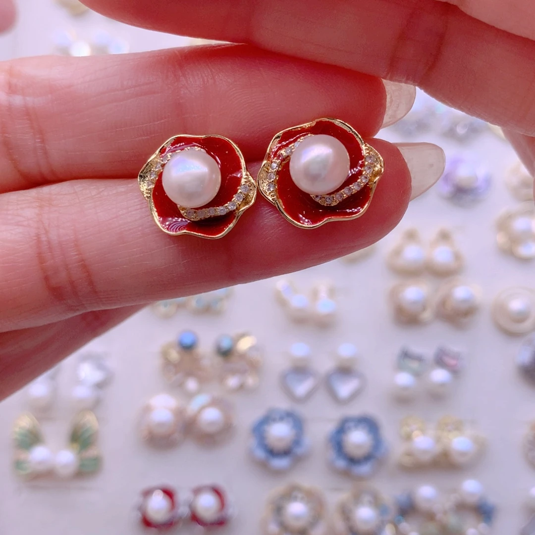 淡水珍珠耳饰合金