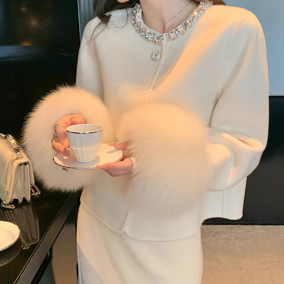 2025千金名媛毛呢外套女短款小香风双面呢半身裙套装女装秋冬1890