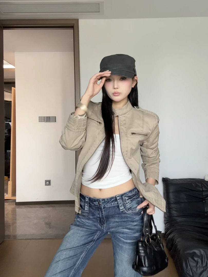 【吉月月】做旧水洗工装短款外套