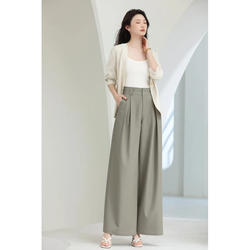 田岛歌2025新款阔腿气质通勤百搭显腿长女裤G211