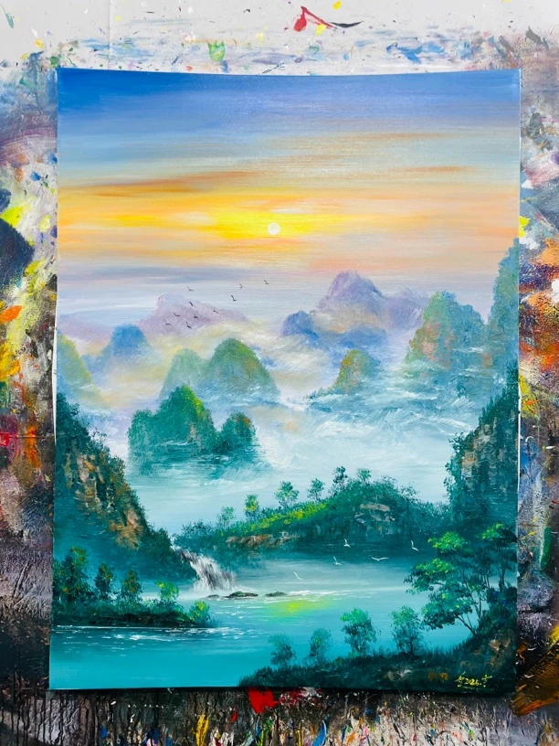 旭日东升挂画玄关画现代装饰画尺寸90.120