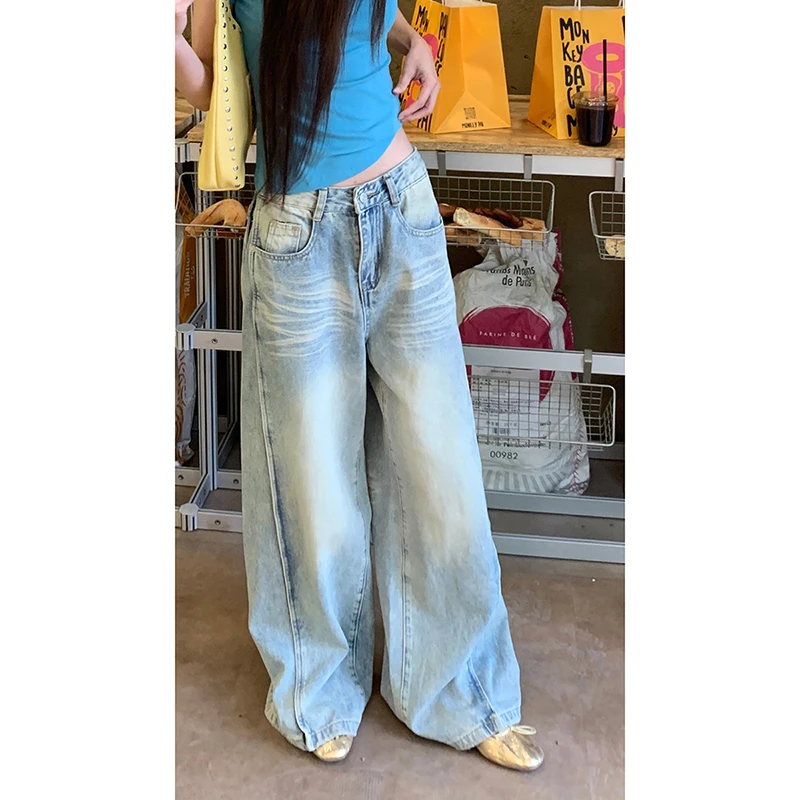 【碎碎冰牛仔裤】春夏简约百搭直筒弯刀设计感显瘦宽松牛仔裤M6010#