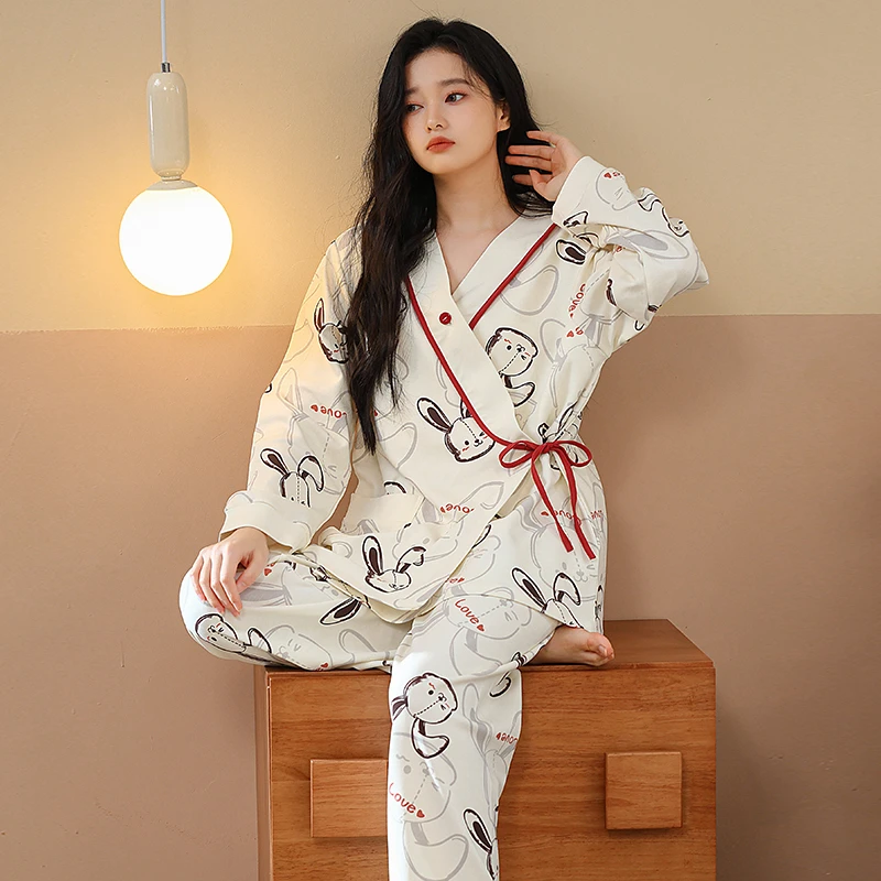 NEW【云感棉-带胸垫月子服】春秋产前产后孕期哺乳期家居服吸汗透气