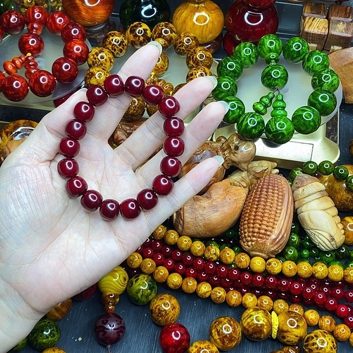 松木琥珀木文玩手串