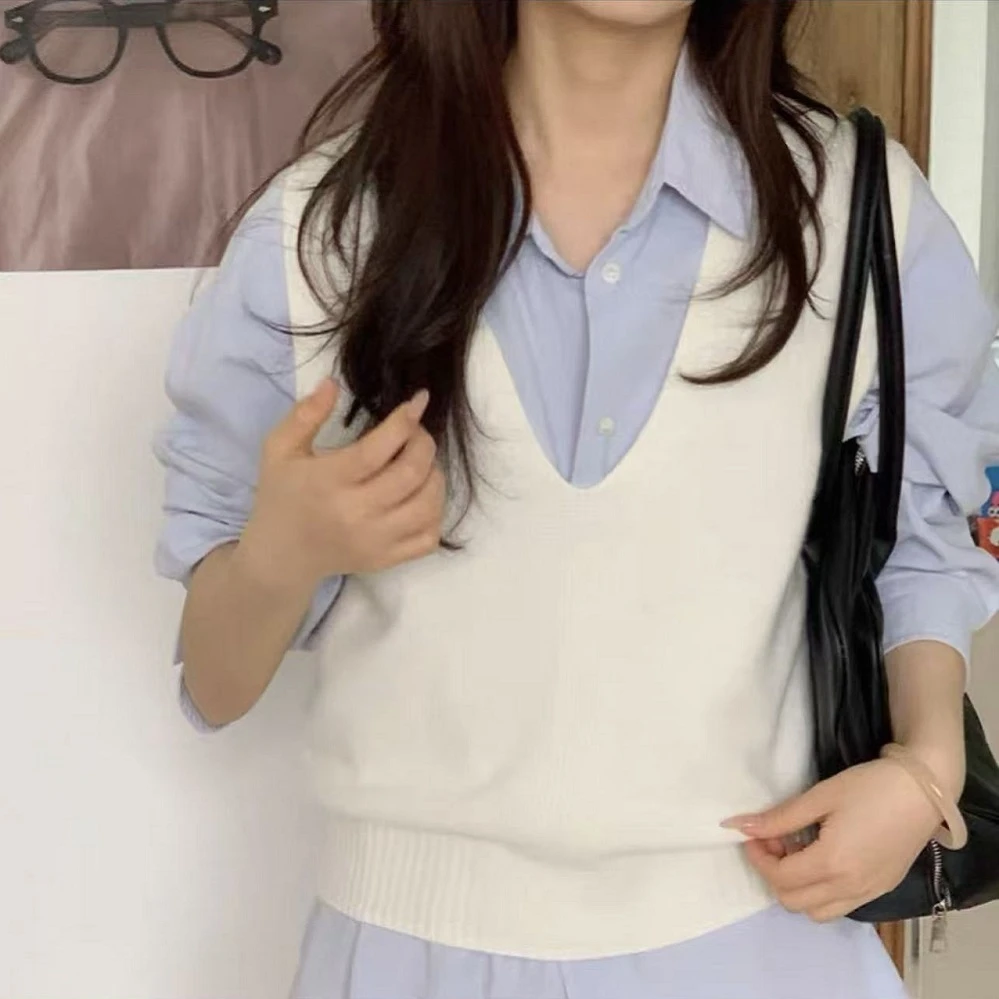 早秋上新100绵羊毛背心马甲韩版上衣女宽松休闲毛针织衫AL14201