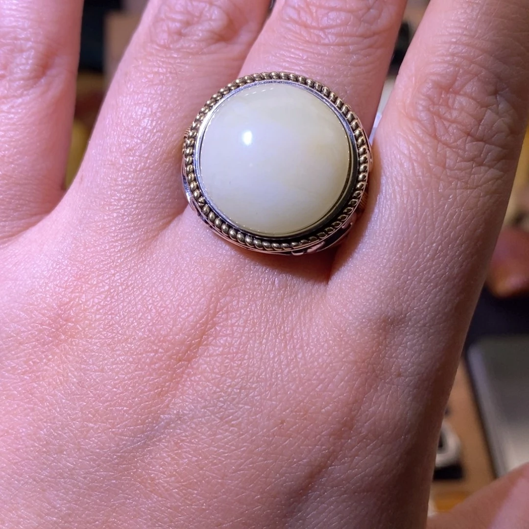 蜜蜡戒指银S925镶嵌銀*武