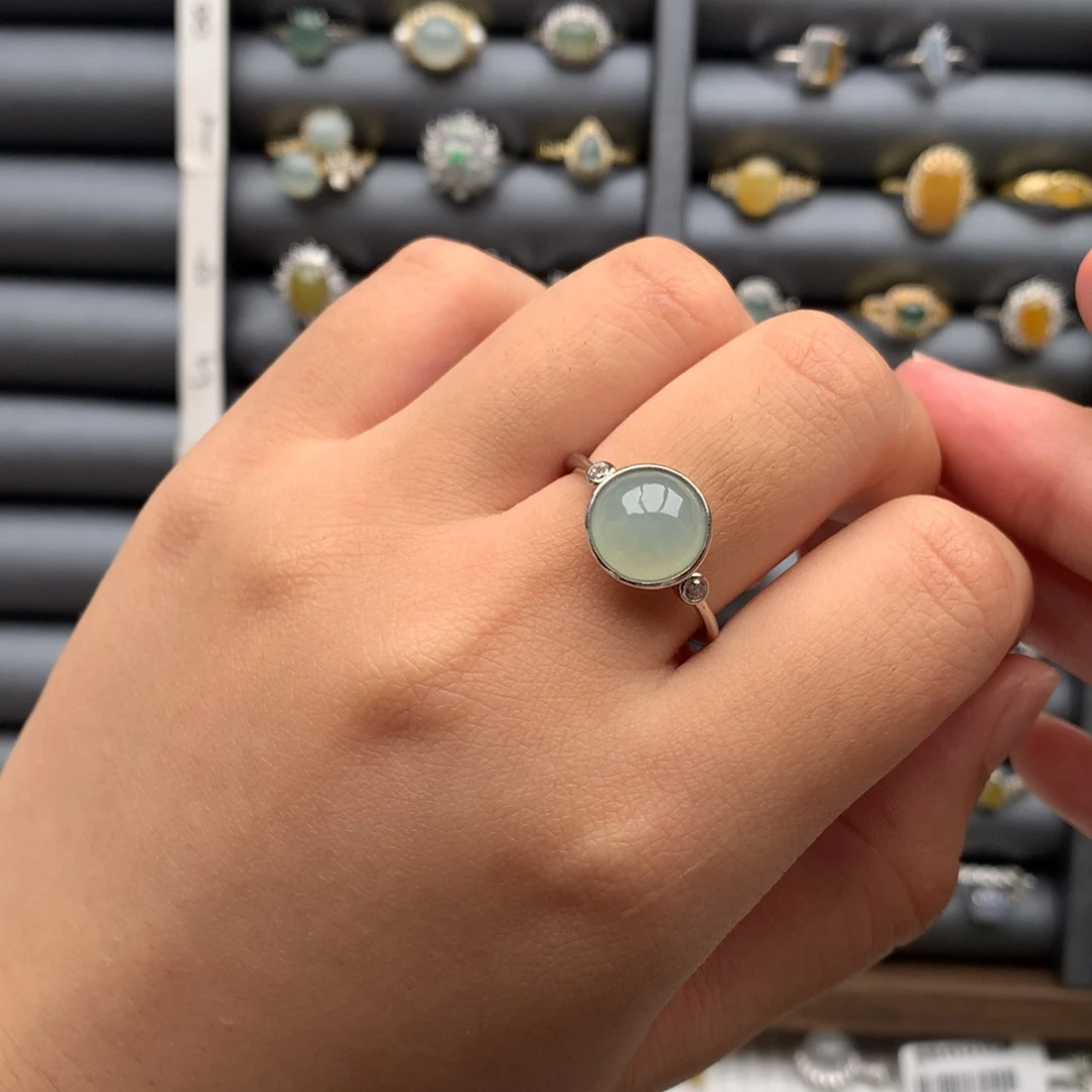 翡翠银S925镶嵌戒指戒指