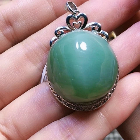 和田玉银S925镶嵌挂件