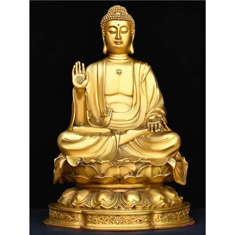 【师傅推荐】黄铜三宝佛释迦牟尼摆件大日如来佛祖佛像 阿弥托福d