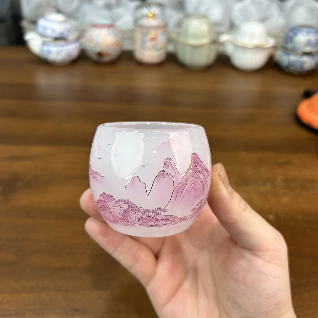 ys150-粉玉琉璃千里江山茶杯
