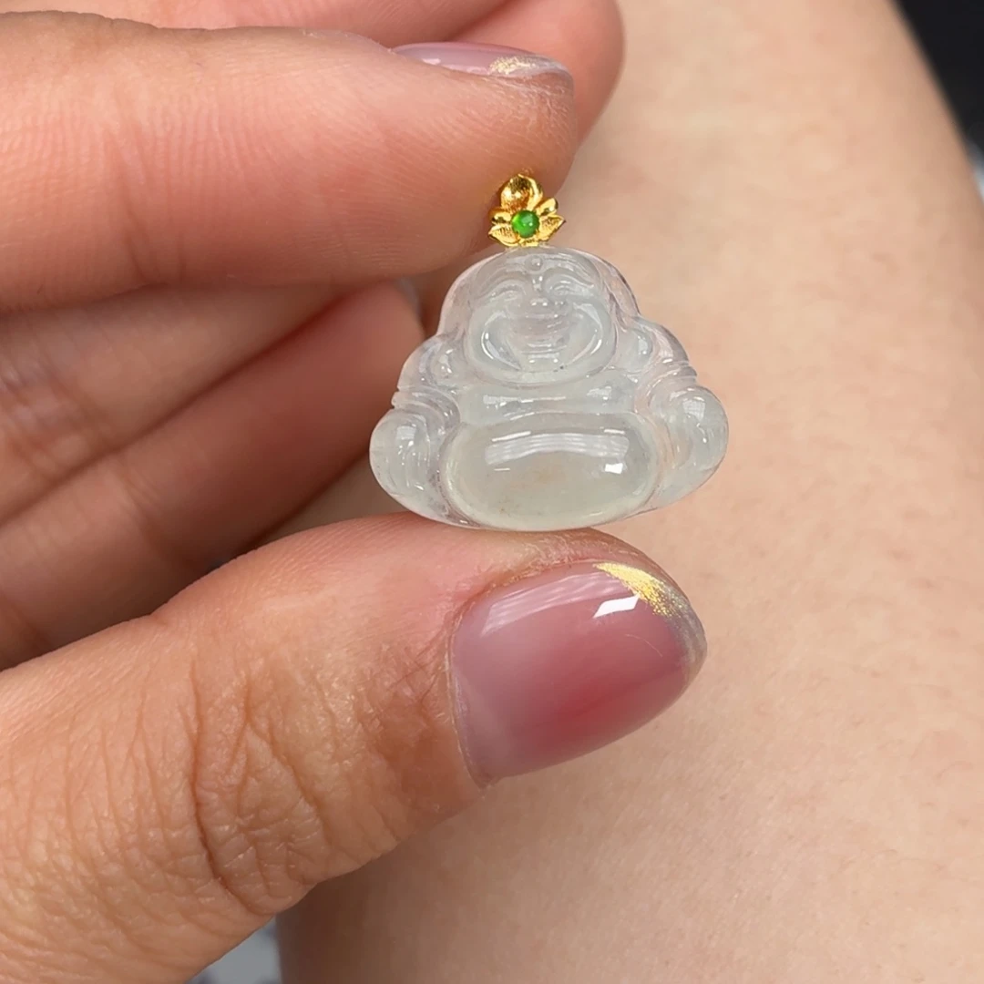 翡翠18K金镶嵌颈饰佛公