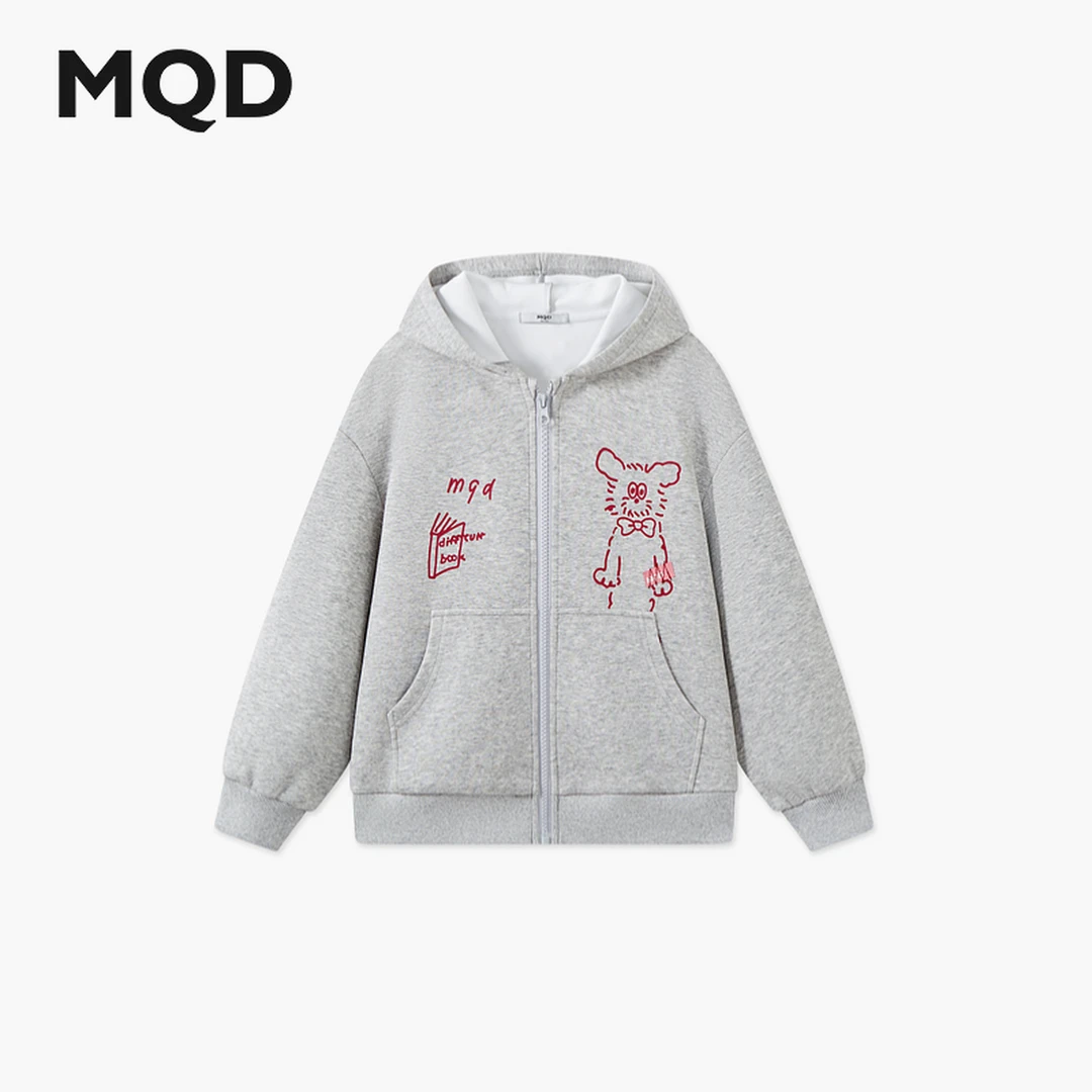 MQD女童25春新品学院风甜美休闲短款连帽上衣外套6651W0801