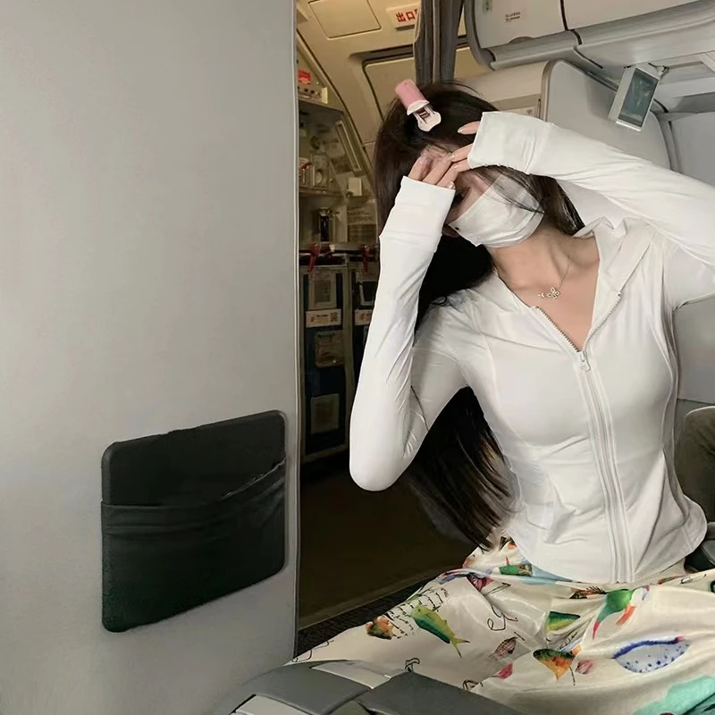 徐秋阳 冰丝防晒服 薄款透气修身显瘦连帽短款上衣3522