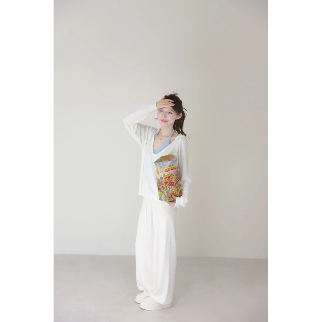 【羊毛】高端线系列美静在这白色上衣吊带裤子三件套XMZH9428套装