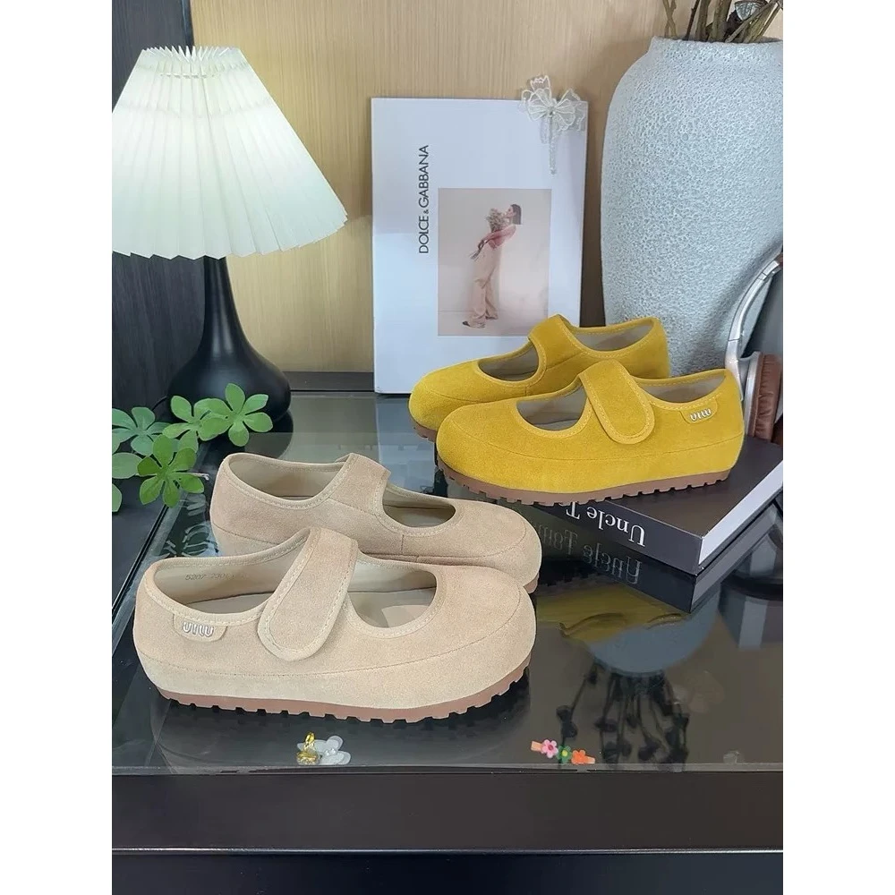 新疆内增高玛丽珍单鞋女2025春夏新款魔术贴包头半拖鞋勃肯鞋9916