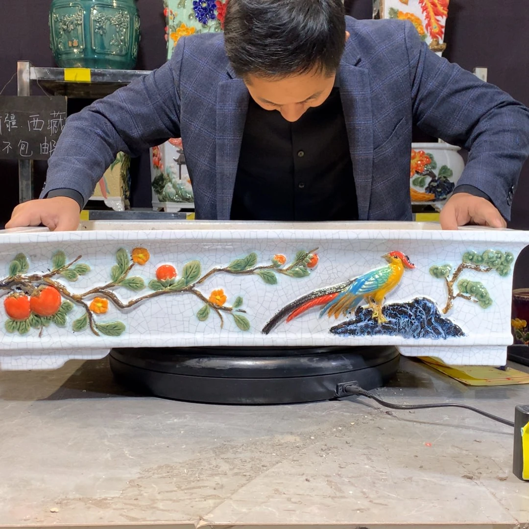 正***景瑕疵石湾盆石湾盆