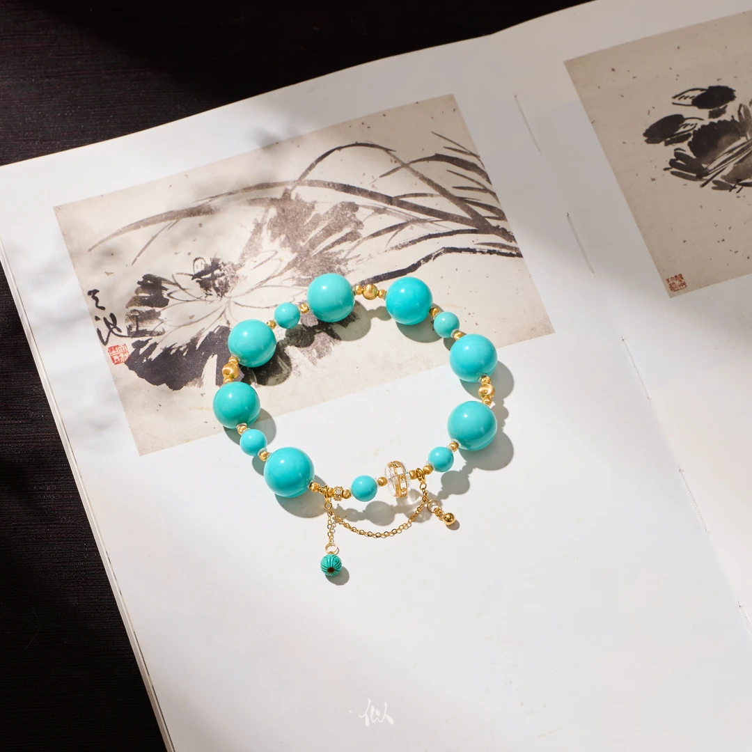 【青黛】·似梓珠宝· 18K绿松手串  XYGD308446-G