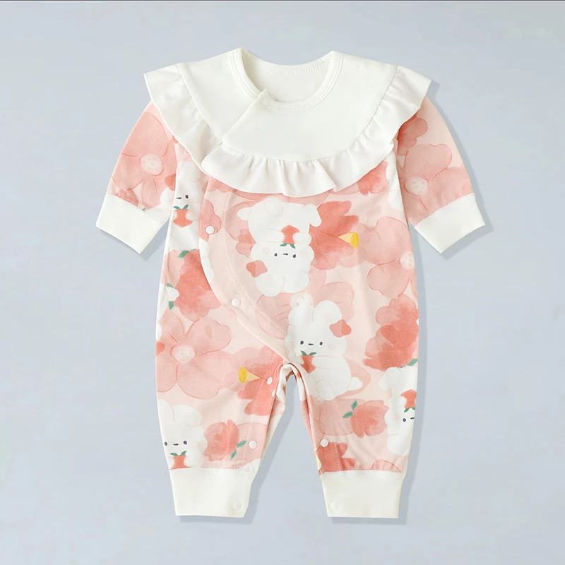 【纯棉四季连体】婴儿长袖爬服连体衣新生儿待产包哈衣护肚满月服女