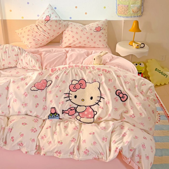 网红款毛巾绣四件套云朵绵超软糯卡通可爱亲肤学生宿舍三四件套