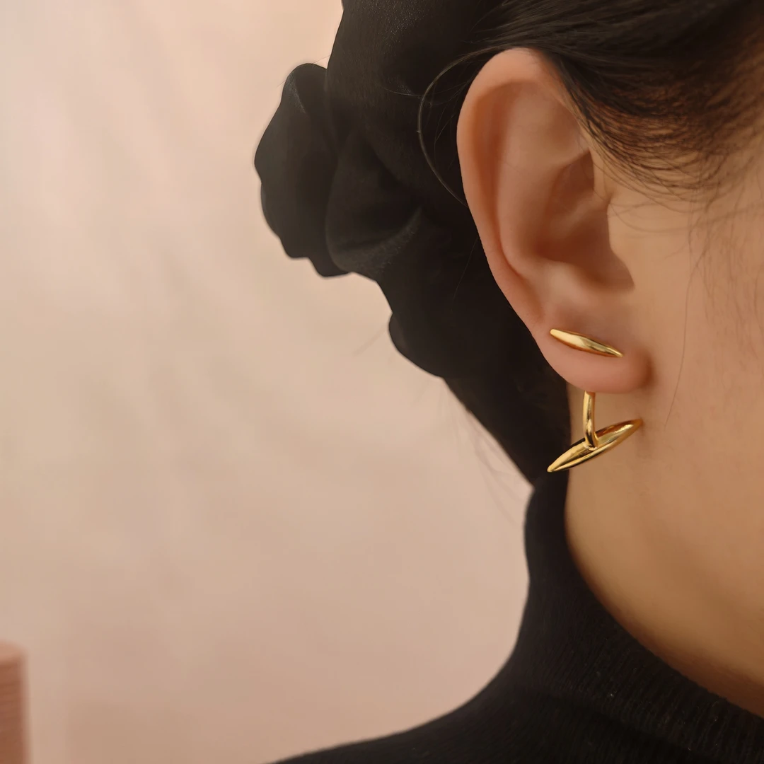 铜合金耳饰 S&L79一款两戴创意复古设计感个性金色冷淡风时尚