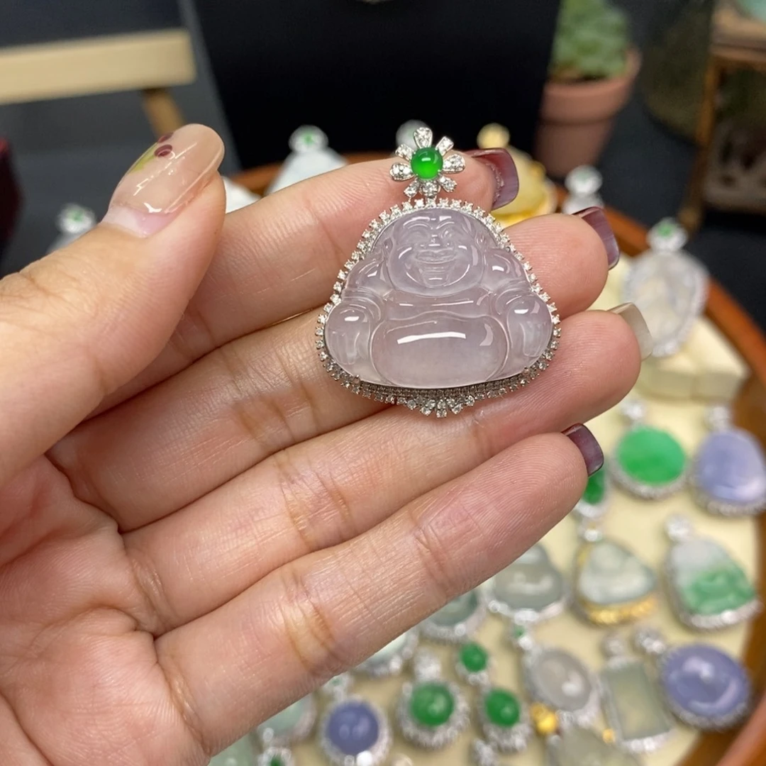 翡翠颈饰18K金镶嵌S***YA货翡翠