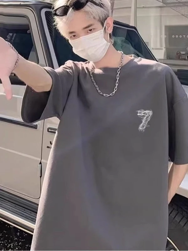 潮牌t恤短袖男夏季2025新款潮流美式高街宽松百搭情侣五分袖